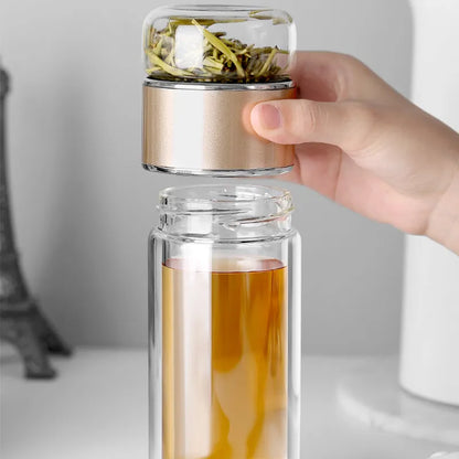 Double-Layer Glass Tea Infuser Bottle