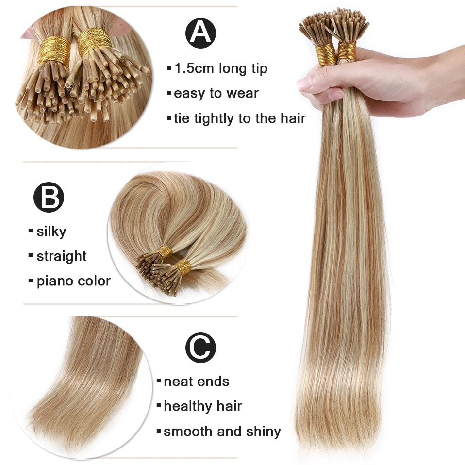 Blonde I-Tip Hair Extensions Kit