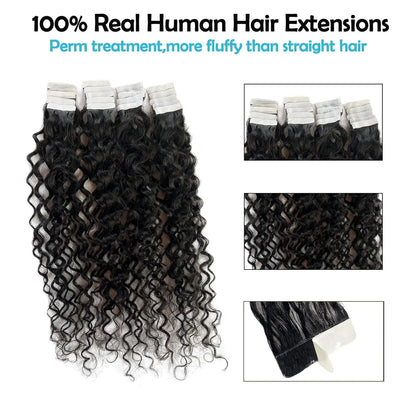 Curly Tape-In Human Hair Extensions