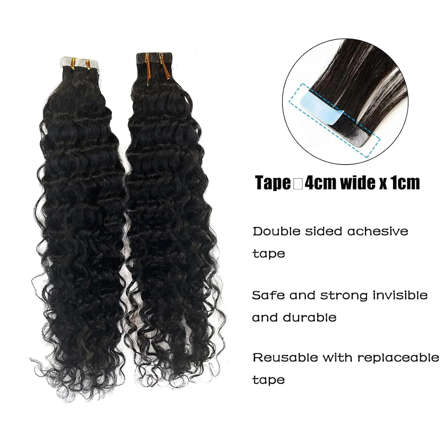 Curly Tape-In Human Hair Extensions