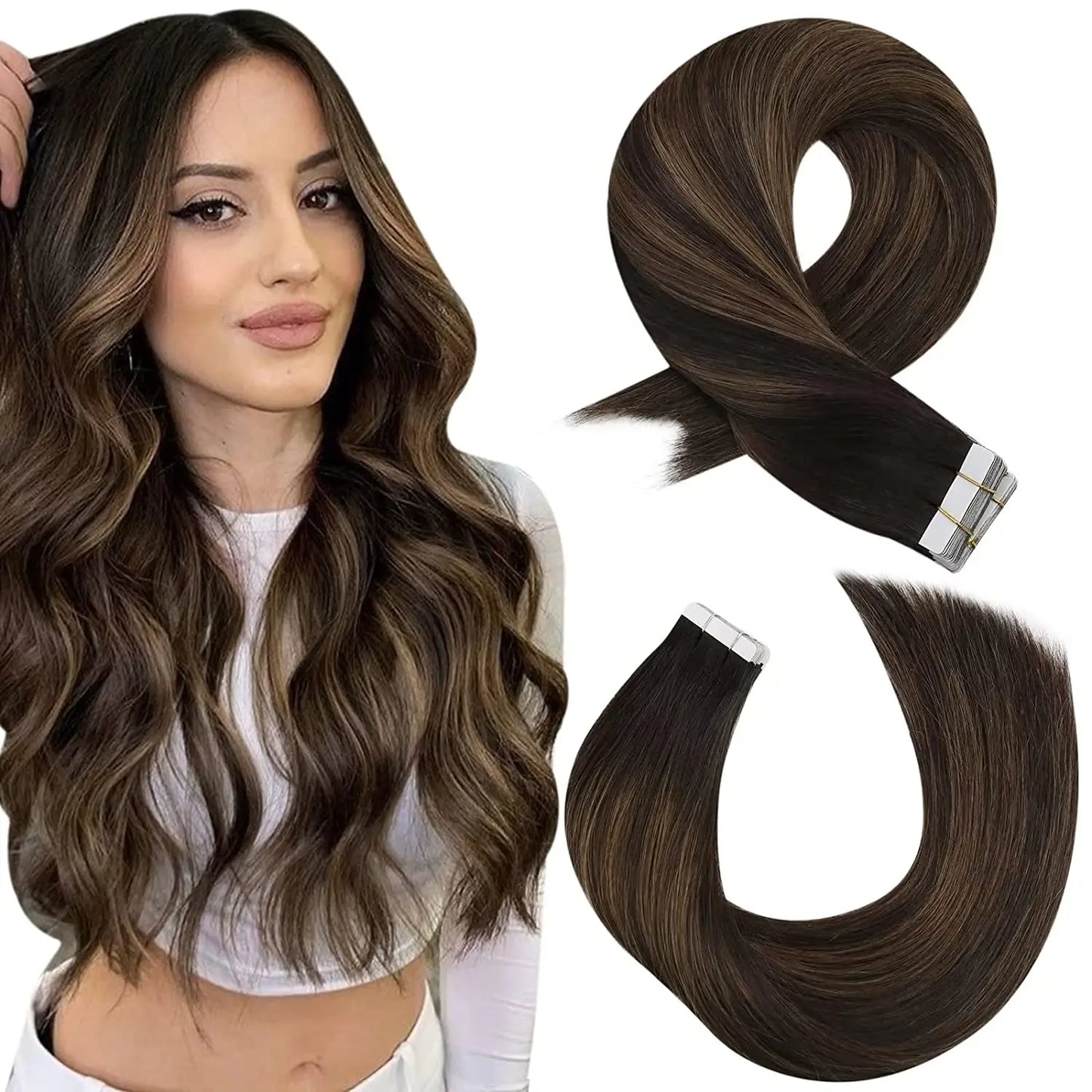 Human hair Balayage Remy Tape Extensions